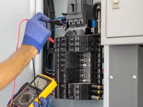 Image showing HVAC technician inspecting air ducts